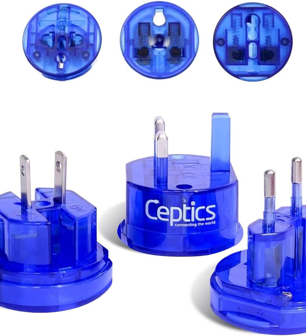 Ceptics Universal Travel Adapter, Worldwide Travel Kit, Type A,C,G,I Plugs